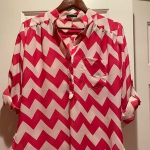 Pink and White Chevron Top -Size Medium